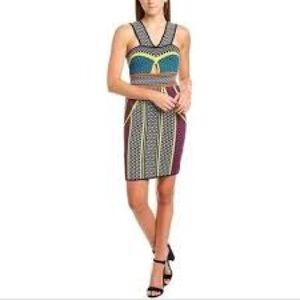 BCBGMaxAzria Blue and Yellow Mini Dress